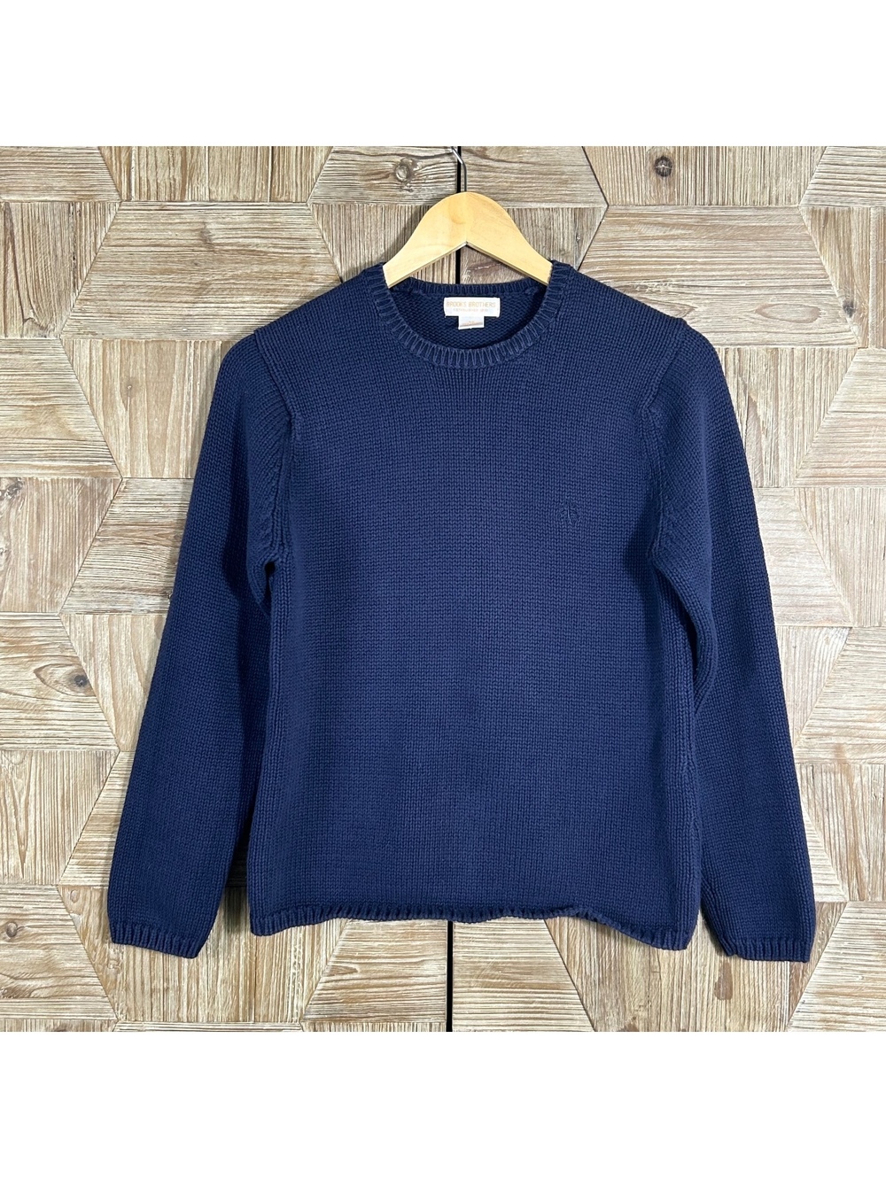 Brooks Brothers Minimalist Navy Blue Cotton Crewneck Long Sleeve Sweater Size XS